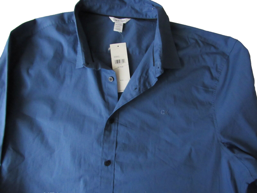 CALVIN KLEIN Mens size 2XL Blue Button Up Long Sleeve STRETCH Shirt Chest: 52" - Picture 12 of 12