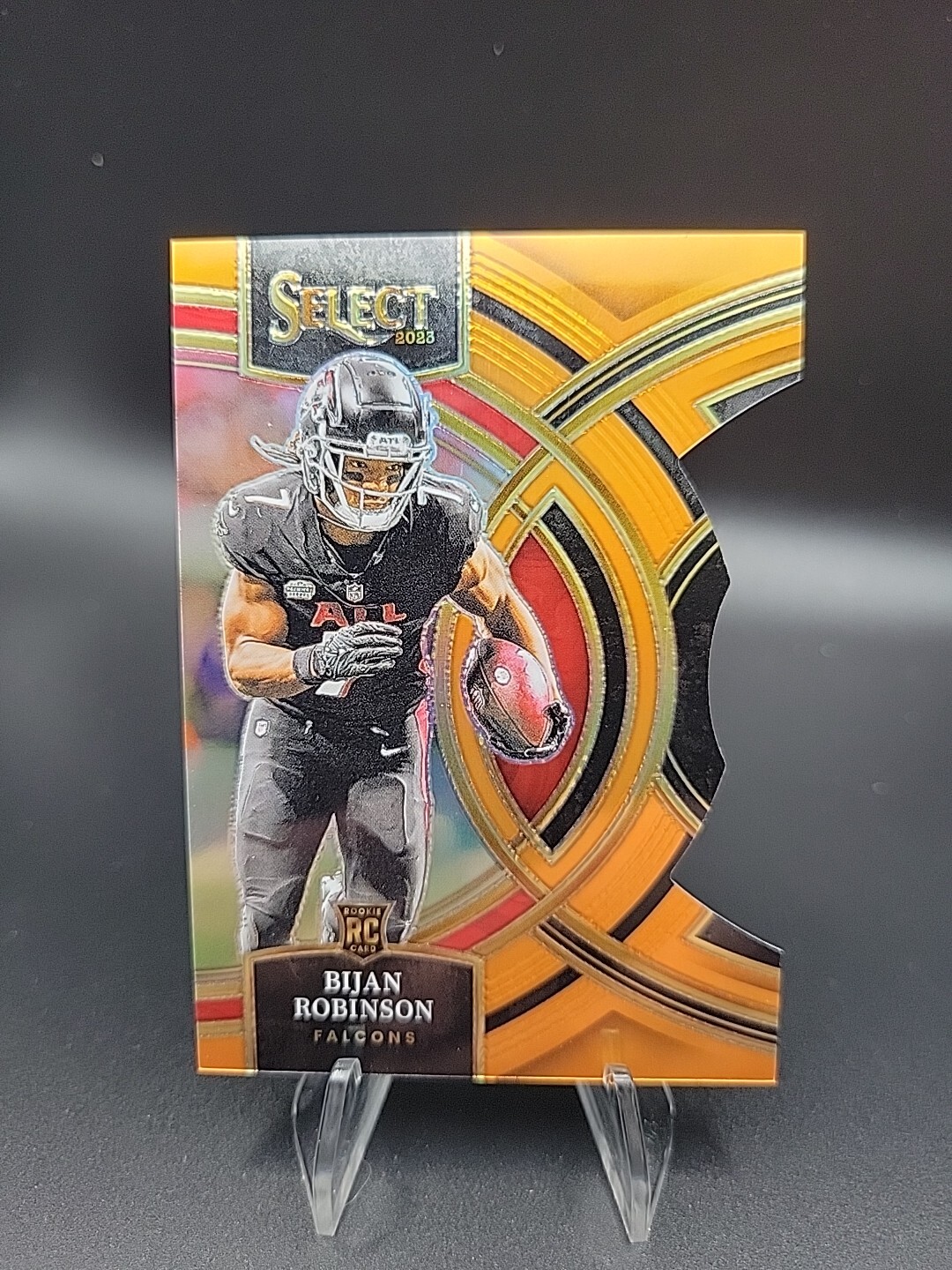2023 Select Bijan Robinson RC Premier Level #296 Orange Prizm Die-Cut 018/399