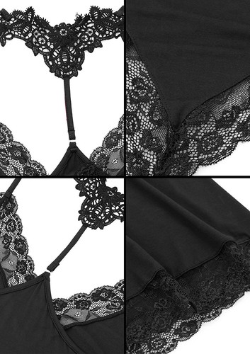 Pigiama donna sexy-lingerie cotone babydoll abito da notte pizzo da notte pigiama - Foto 8 di 28
