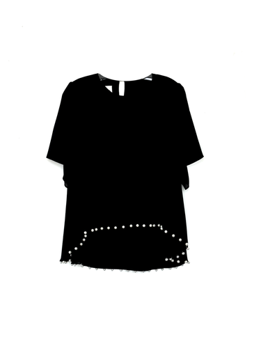 Edward Achour Paris Bluse mit Perlenapplikation schwarz Größe M - Bild 1 von 8