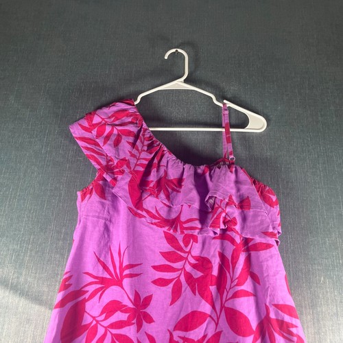 Old Navy Womens One Shoulder Ruffle Trim Top Size M Purple Tropical Print Rayon - Picture 4 of 13