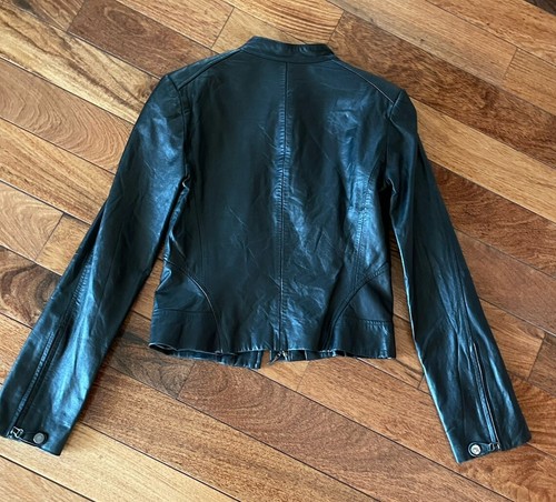 BCBG Black Leather Jacket, Genuine Leather, Black, Size 2/ XSmall - Picture 11 of 23