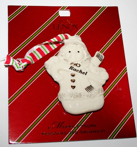 Lenox Merrily Yours Personalized Ceramic Snowman Holiday Ornament $13 New Rachel - Picture 1 of 2