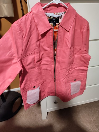 DENNIS BASSO A252117 CORAL FAUX LEATHER JACKET SIZE LARGE NWT - Picture 10 of 18