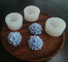 3 PCS Silicone Hydrangea Mold Flower Soap Candle Mold DIY Summer Blue Hydrang...