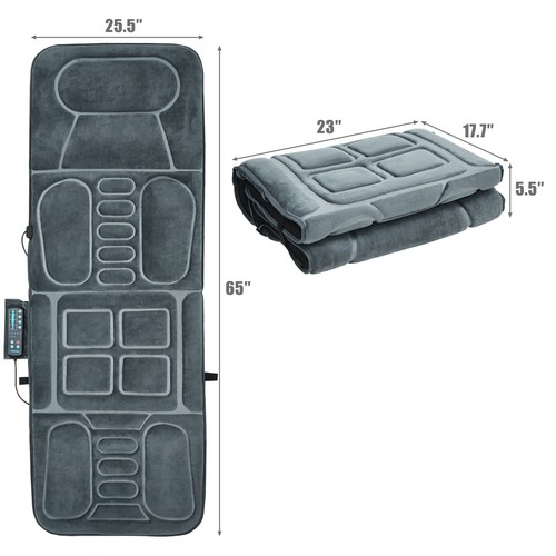Costway Foldable Massage Mat Full Body Massager w/ Heat & 10 Vibration Motors - Picture 9 of 12
