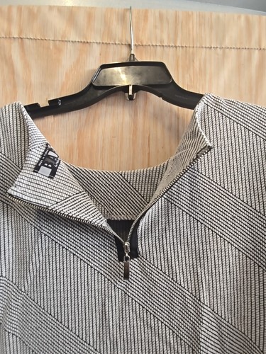 BAR by Melis Kozan Midi Dress MEDIUM GRAY Black Striped Soft Stretch - - Picture 8 of 11