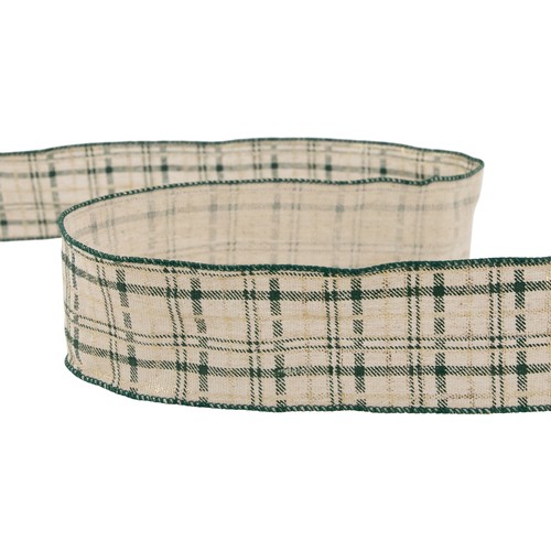 Northlight grün und beige kariert verdrahtet Handwerk Weihnachten Band 2,5" x 10 Yards - Bild 5 von 5