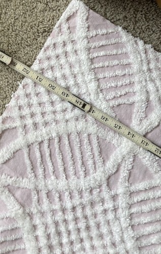 VTG Pink Chenille Bedspread FABRIC REMNANT CRAFTS Lattice Ring 39"x52" Cotton - Imagen 12 de 13