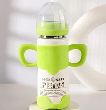 Cartoon Stainless Insulated Baby Bottle With Silicone Handle 8oz