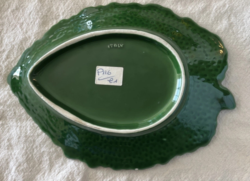 Vintage Cabana Vine Green Leaf Cabbage Leaf Serving Plate - Made in Italy - Picture 8 of 12