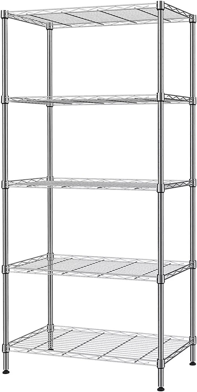 5 Tier Metal Storage Rack Shelving Wire Shelf Kitchen Office Garage Unit Racking