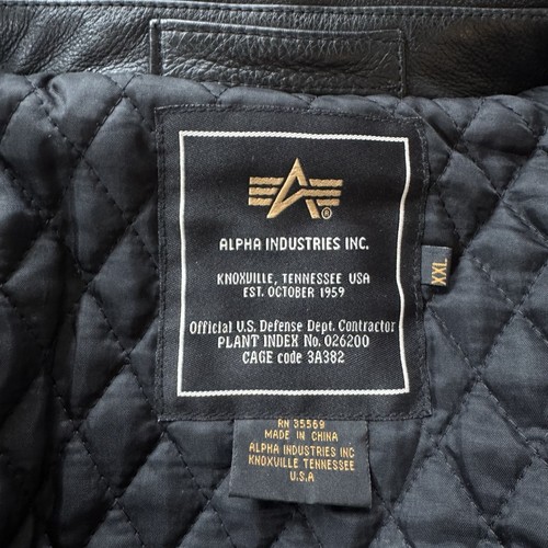VTG Alpha Industries CWU 45/P Flight Jacket Black Leather Aviator Motorcycle XXL - Picture 5 of 11