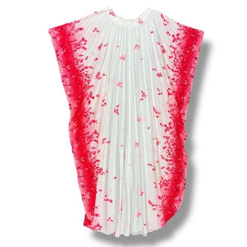 SEARS VTG 70s Floral Caftan House Dress Size M Funky Pleated Psychedelic Mumu - Picture 3 of 10