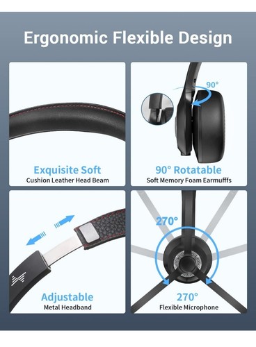 JIAMQISHI Wireless Headset with AI Noise Cancelling Microphone Bluetooth Headset - 第 6/7 張圖片