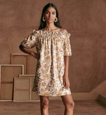Sezane Rosita Off Shoulder Mini Dress in Miranda Sz. 44 (US XL 12-14)