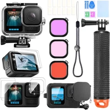GoPro Hero 13 Accessories Kit Waterproof Case Float Handle Lens Protector