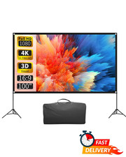 100" 16:9 Portable Projector Screen with Stand 4K HD Indoor Outdoor Foldable