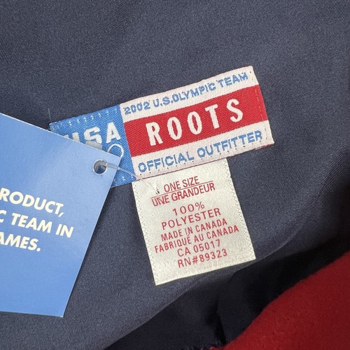 Vtg 2002 US Winter Olypics Team Roots Navy Fleece Beanie Beret Hat NEW with Tags - Picture 10 of 10