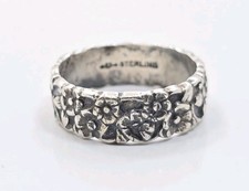 Great Vintage Sterling Silver 9w5 Flower Detailed Ladies Band Ring Size 6.75