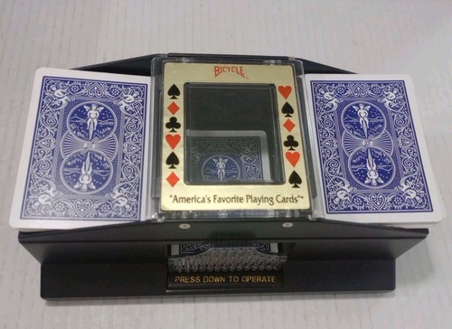 Barajador automático de cartas de dos barajas con estuche de cuero para jugar a las cartas de bicicleta - Imagen 9 de 13