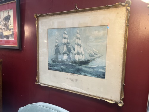 1938 - James Baines - Vintage Sail Ship Litho - Framed - Picture 5 of 6