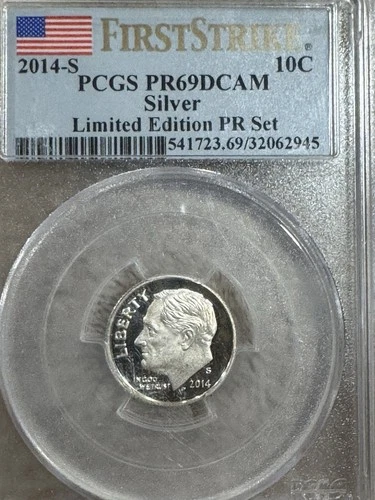 2014 S Silver PCGS PR69 DCAM Slabbed Dime 10c 10 Cents