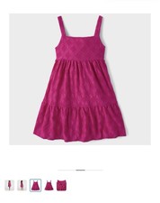 Brand New Girls Eyelet Bow Back Dress - Pink