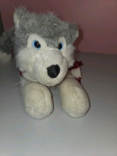 Peluche de colección A&A Plush Inc. Husky con bufanda floppy 14" - Imagen 6 de 11
