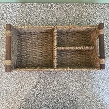 Rectangular Wicker Serving Tray With Handles Boho 14  