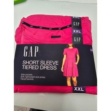 Gap Short Sleeve Tiered Dress Beetroot Purple Slub Jersey Cotton XXL NWT