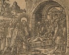 Jesus heilt die Kranken, Bibelszene, um 1570, Holzschnitt Unbekannt (16.Jhd)