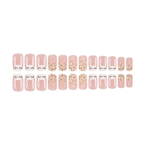 Easter Press On Nail with Rabbit Medium Square Artificial Nail False Nail 24pcs - Picture 5 of 8