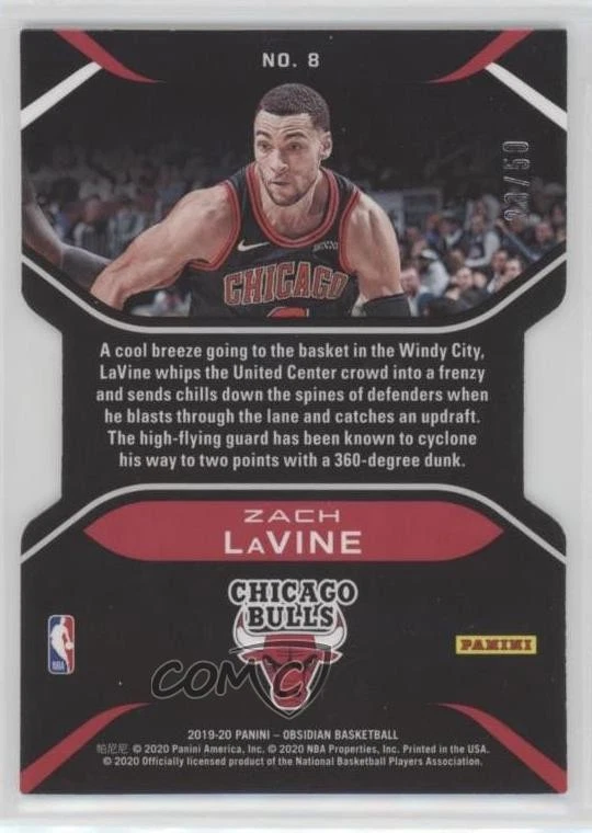2019-20 Panini Obsidian Pitch Black Electric Etch Purple /50 Zach LaVine #8 - Image 2 of 2