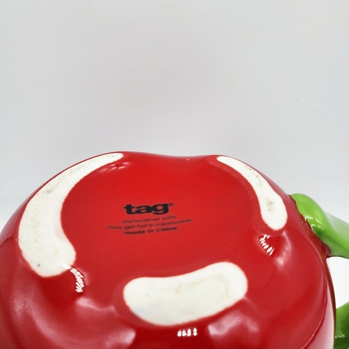 Tag Red Apple Ceramic Mug with "teach INSPIRE GROW" and 3D Green Leaf Handle - Picture 7 of 9