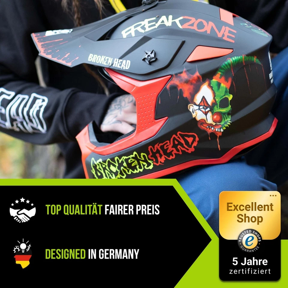 Broken Head Motocross-Helm FreakZone Schwarz-Rot - Bild 2 von 4