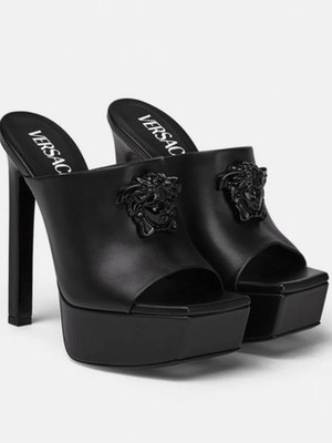 Versace square toe platform mules