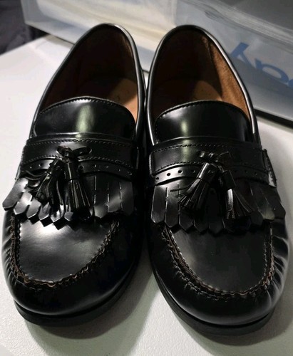 Jos A Banks Mens 10.5 black loafers leather uppers handcrafted - Picture 2 of 8