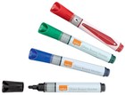 Nobo Liquid Ink Glass Whiteboard Pens, 3mm Bullet Tip, 4 Pack, Dry Erase Markers