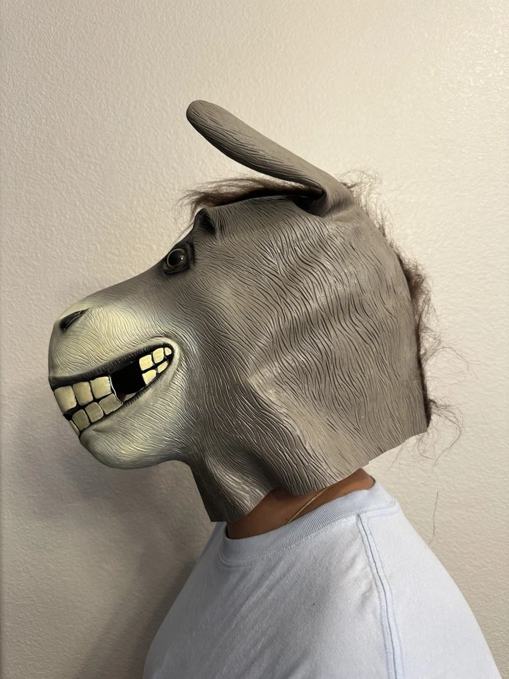 Divertida Máscara Cabeza de Burro Shrek Película Halloween Disfraz Fiesta Cara de Caballo Juegos con disfraces Foto 3 de 4