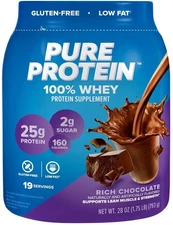 Pure Protein 100% Whey Protein Powder, Rich Chocolate, 25g Protein, 1.75lb