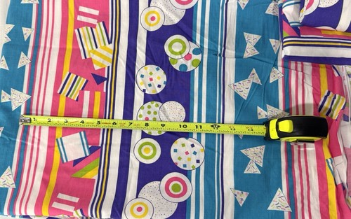Vintage Fabric 80s 90s Geometric Shapes Bright Colors Striped Cranston Cotton - Picture 5 of 5