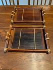 Pair Vintage Vietnamese Bamboo Serving Trays