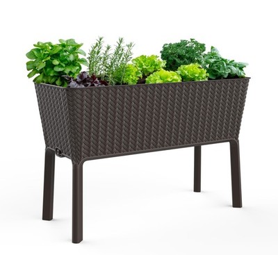 Keter Splendor 31.7 Gallon Raised Garden Bed with Self Watering Planter Box a...