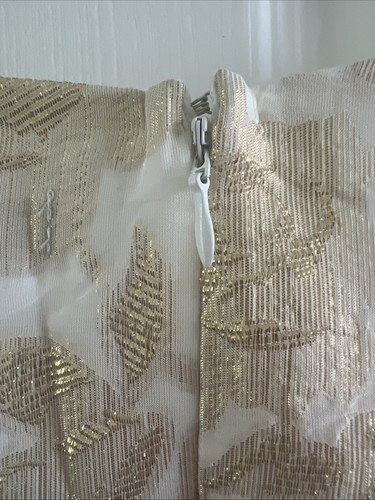 Huesday Size Large Gold Foil Metallic Silk Floral Special Occasion Mini Dress - Picture 3 of 6