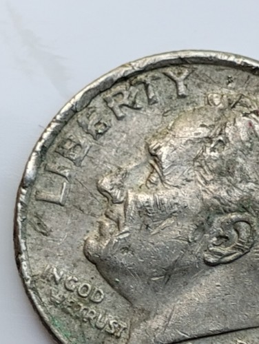1998 P Roosevelt Dime RARE Errors Die Clash Obverse Band Error Off Center - Picture 6 of 15
