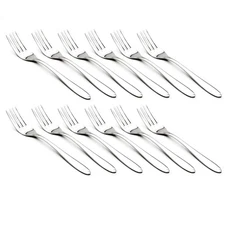 Alpha Pattern Flatware Polished Stainless Steel Silverware Forks, Set of 12 D...