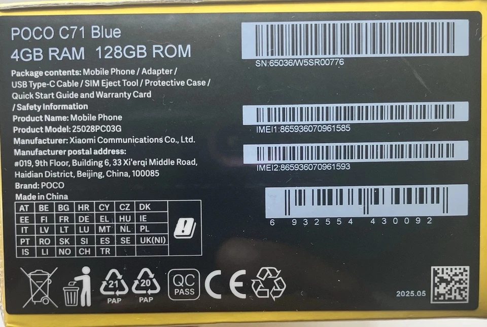 Xiaomi POCO C71 - 4GB RAM 128GB Blue 6.88" Dual SIM Unlocked Mobile - Brand New - Image 2 of 4