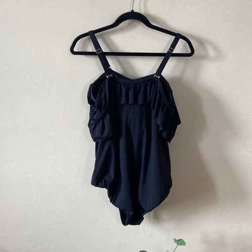 Damen Schwarz Land's End Einteiler Badeanzug Schwimmen 18W Sommer Pool Strand Plus - Bild 4 von 7