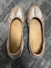 Tieks Metallic Rose Rosé Pink Leather Ballet Flats Size 8 EUC